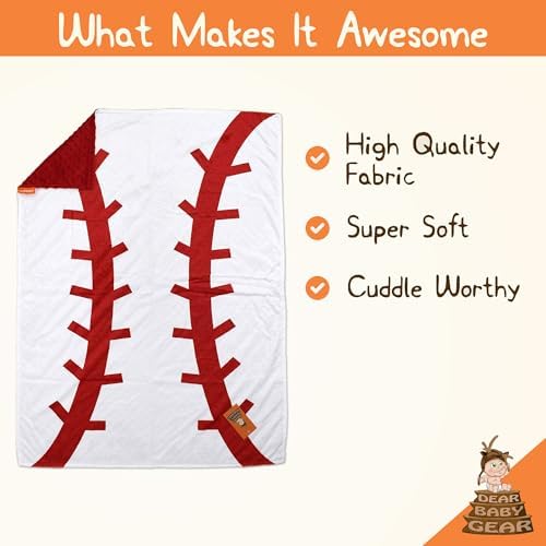 Dear Baby Gear - Reversible Baby Blanket - 40x30 Baseball Print