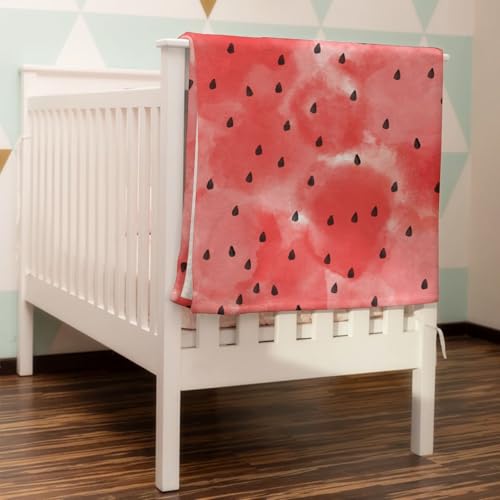 Watercolor Watermelon Baby Blanket Flannel Throw