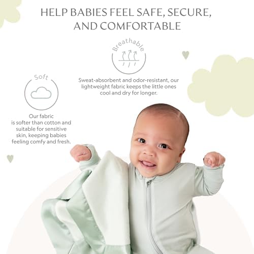 Ultra-Soft Fleece Baby Security Blanket with Satin Trim - 16 x 16 - Sage