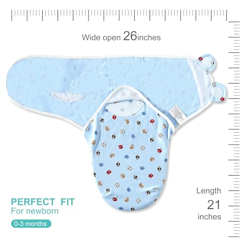 Bubble Bear 3 Pack Baby Swaddle 0-3 Months Blue