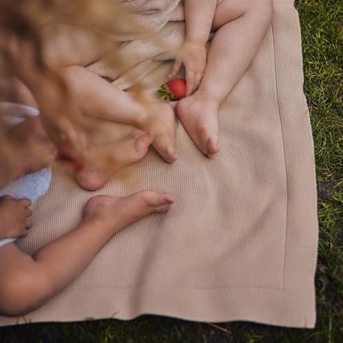 Huxie Knitted Organic Cotton Baby Blanket Swaddle 30x40 Fog