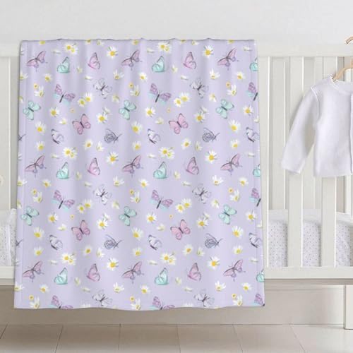 SUPLUCHOM Baby Blanket Butterfly Daisy 30x40 Inch Plush