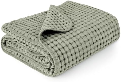 Konssy Waffle Baby Blanket - Soft Cozy Lightweight Swaddle for Boys Girls
