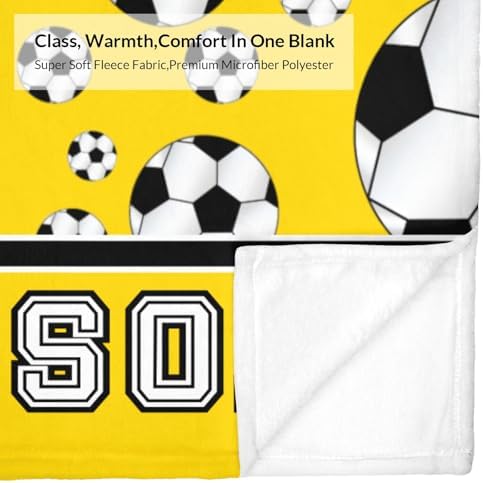 Deven Soccer Yellow Personalized Baby Blanket - 30x40 Inches