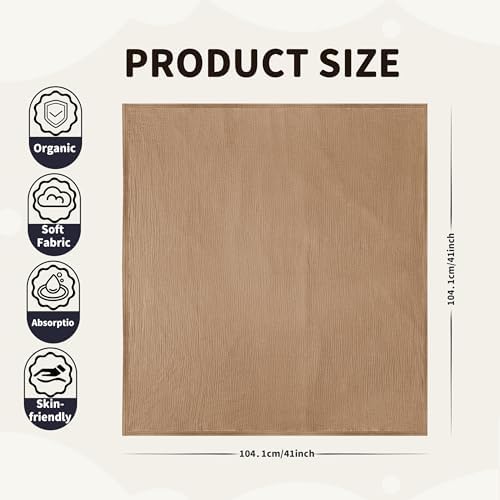 GUNTAIL Muslin Swaddle Blankets 2 Pack Beige Coffee