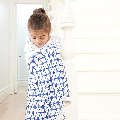 aden anais Silky Soft Bamboo Muslin Blanket - 100 Viscose Indigo Shibori Blue