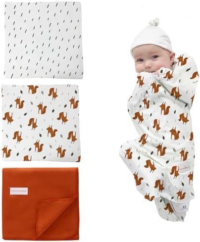Miracle Baby Receiving Blankets 3 Pack - Fox Raindrops