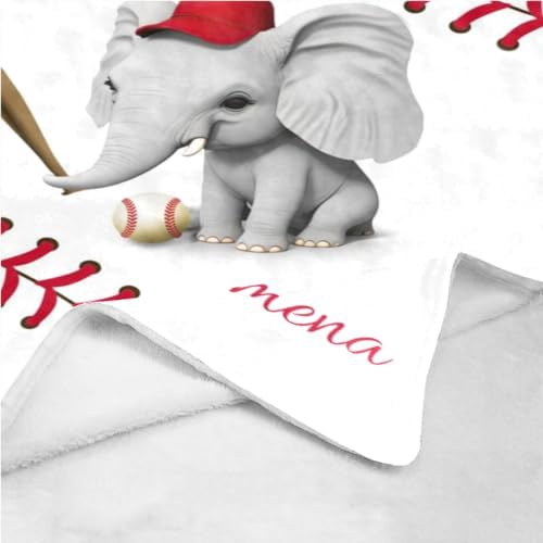 Personalized Baseball Elephant Baby Blanket 30x40inch