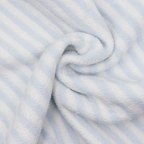 LITTLE CELEBRITY Chenille Baby Blanket - Soft Plush 40x30 Inches Blue Stripes