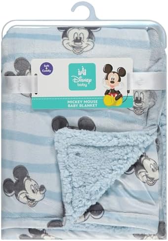 Disney Character Fuzzy Double Sided Baby Blanket with Mink and Sherpa