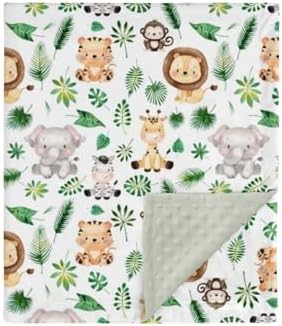 Safari Jungle Animals Mink Blanket with Dotted Backing