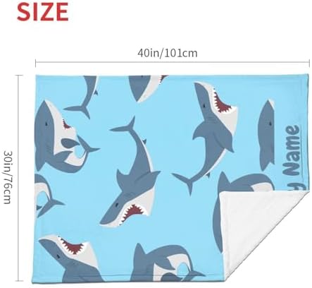 KILOWR Personalized Blue Shark Baby Blanket 30x40 Inches 1