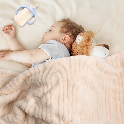 Baby Blanket - Ultra Soft Checkered Gift Box with Rainbow Pattern 30x40 Inches Beige
