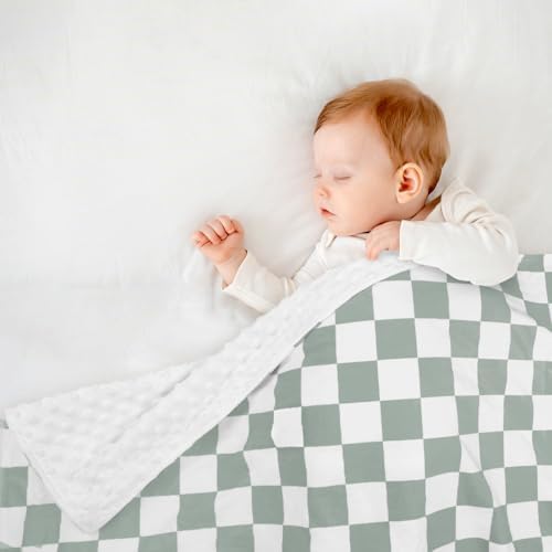 DILIMI Soft Warm Baby Blanket Green Checkerboard