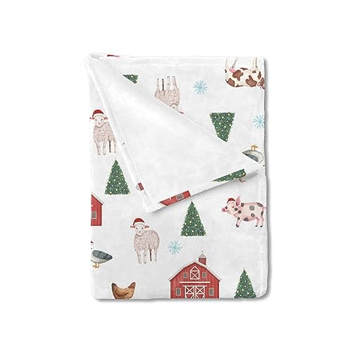 Hwmmbh Christmas Farm Animals Flannel Baby Blanket