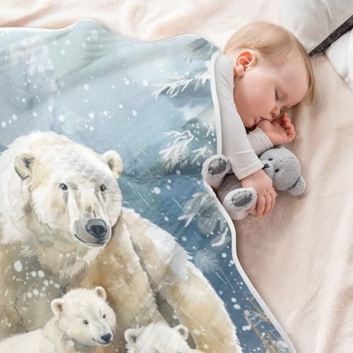 Soft Baby Blanket for Boys Girls 30x40 Inch Polar Bear Bed Blanket
