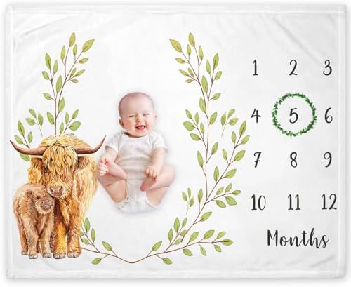 Yuzioey Highland Cow Milestone Blanket 50x40