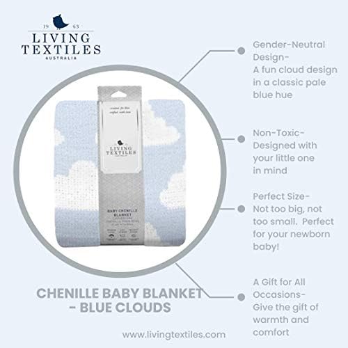 Living Textiles Blue Clouds Chenille Baby Blanket Reversible