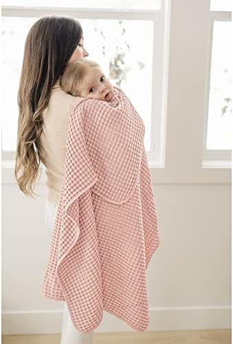 Konssy Waffle Baby Blanket - Soft Cozy Lightweight Ideal for Wrapping Pink