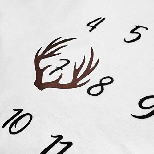 Tebaby Baby Milestone Blanket - Neutral Personalized Deer Antlers Nursery Decor
