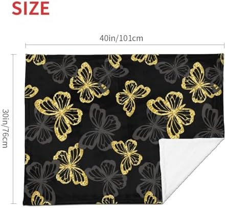 Salelf Golden Glitter Butterflies Baby Blanket 30x40 Inch 1