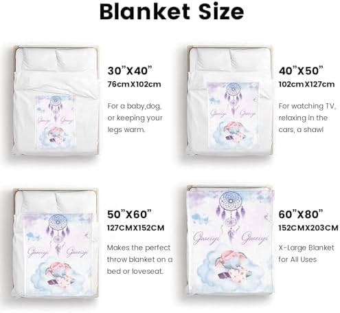 Personalized Baby Elephant Blanket 40x50 Inches for Boys Girls