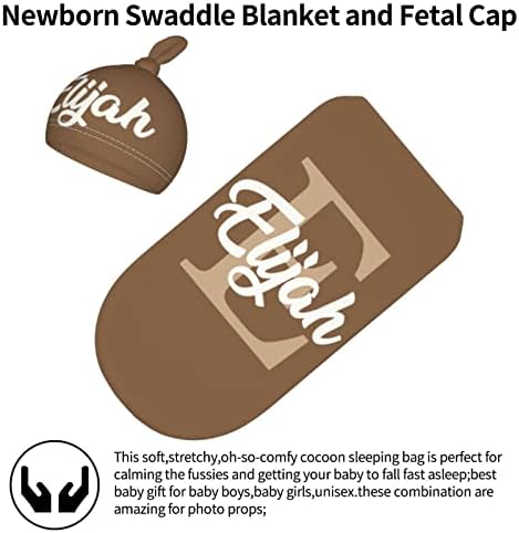 Personalized Baby Swaddle Blanket with Crib Hat - Initial Style