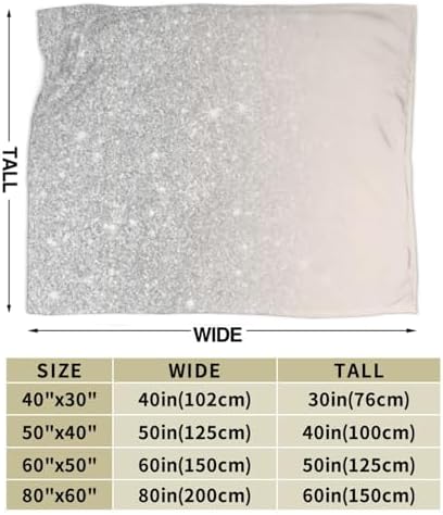 Girly Silver Glitter Ombre Flannel Blanket - Double Sided