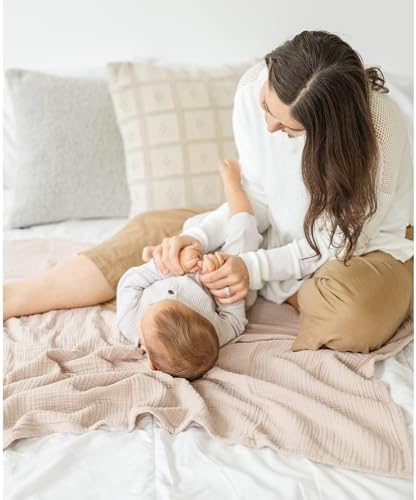 MairMore Muslin Baby Blanket - Soft Ivory 47x47 Inch Neutral Swaddling