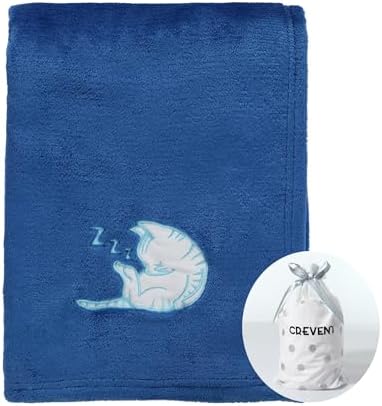 CREVENT 30X40 Fluffy Cozy Baby Blanket with Cute Sleeping Cat Design