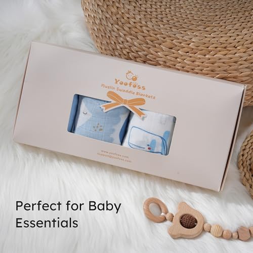 Yoofoss Muslin Swaddle Blankets 4-Pack Neutral Wrap