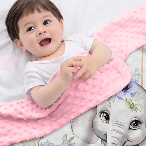 YISMEET Personalized Baby Blanket with Name Elephant Theme
