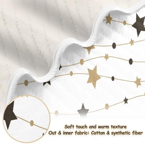 BOESI Black and Gold Striped Stars Baby Blanket