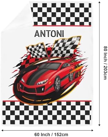Deven Red Race Car Checkered Cooling Blanket for Toddler