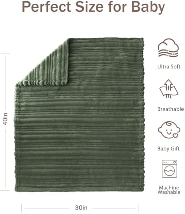 HOMRITAR Fleece Blanket - Reversible Stripes 30x40 Inches