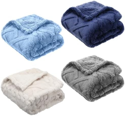 VitalCozy 4 Pcs 30x40 Baby Blanket Set with 3D Fluffy Texture