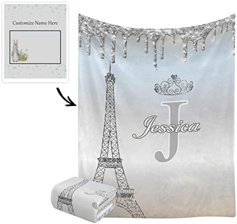 XOZOTY Personalized Baby Blanket with Name Gray 30x40 Inch Fleece Throw