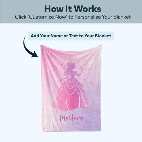 Custom Princess Blanket - Personalized Fleece Throw for Girls