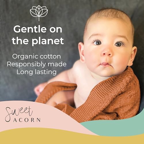 Sweet Acorn Cable Knit Baby Blanket - Sunset Orange 1