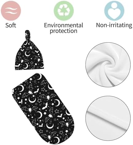 Halloween Bat Swaddle Blanket Hat Set for Newborns
