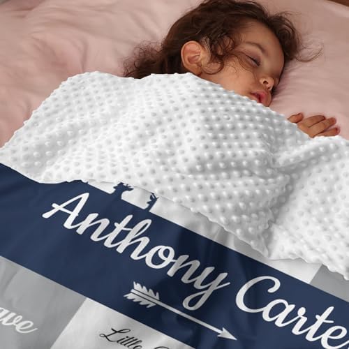 Personalized Baby Blanket for Boys with Name Navy Woodland