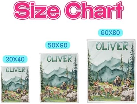 Zocoshi Personalized Mountain Forest Baby Blanket with Custom Name