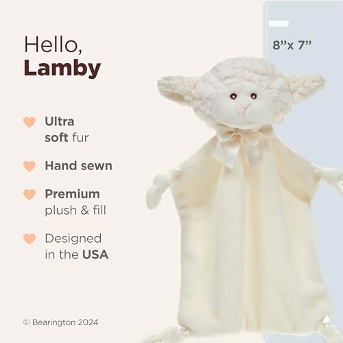Bearington Baby Wee Lamby Lovey 8x7 Inch Security Blanket for Baby Girls