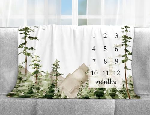 Yuzioey Milestone Blanket with Birth Stats 50x40 Green