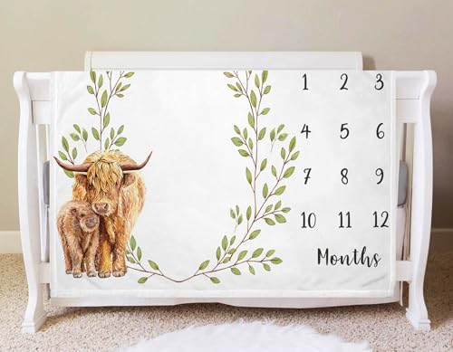Yuzioey Highland Cow Milestone Blanket 50x40