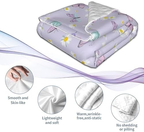 SUPLUCHOM Baby Blanket Butterfly Daisy 30x40 Inch Plush
