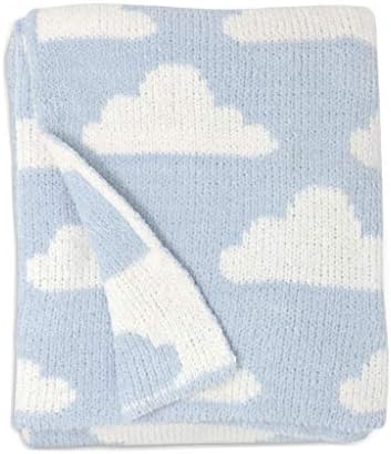 Living Textiles Blue Clouds Chenille Baby Blanket Reversible