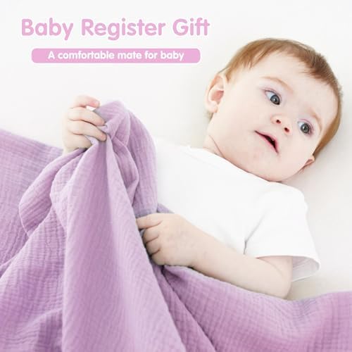 Synrroe Muslin Swaddle Blankets 2 Pack - 40x40 Inches Soft Breathable Baby Blankets