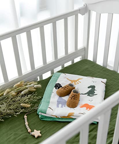 Little Jump Dinosaur Muslin Blanket - Soft Breathable and Cozy for Babies