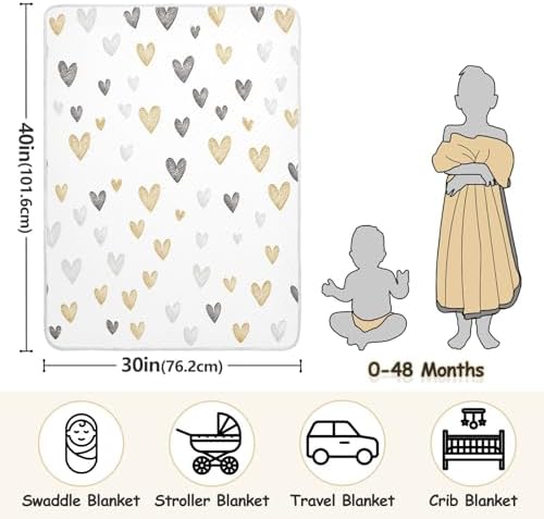 Wassud Doodle Hearts Baby Blanket 30 x 40 Inch
